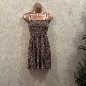 Forever 21 Leopard Print Smocked Mini Dress - Brown/Black